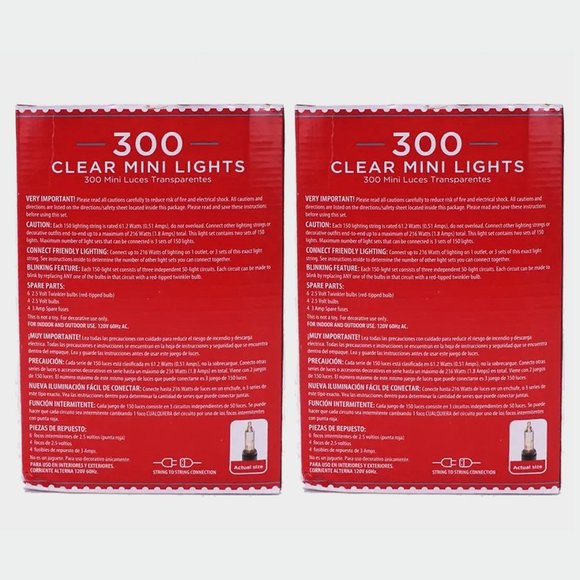 Holiday Time 600 (150x4) Clear Mini Lights Green Wire 125 FT Indoor Outdoor - Picture 3 of 3